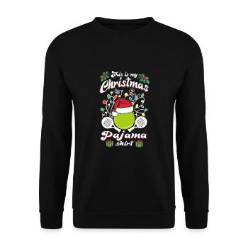 This Is My Christmas Paddle Ball Pajama Shirt - Unisex Pullover - Schwarz - Vorne - Alina (178cm) & Michal (187cm)