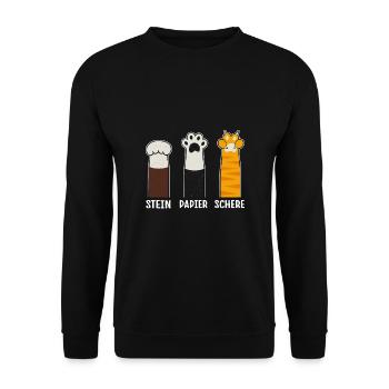 Stein Papier Schere Katzenpfoten Handspiel - Unisex Pullover - Schwarz - Vorne - Alina (178cm) & Michal (187cm)