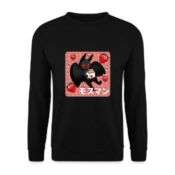 Mothman Kawaii Strawberry Milkshake - Unisex Sweatshirt - black - Front - Alina (178cm) & Michal (187cm)