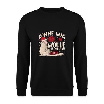 Komme Was Wolle Ich Schaf Das - Unisex Pullover - Schwarz - Vorne - Alina (178cm) & Michal (187cm)