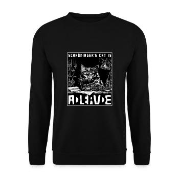 Le chat de Schrödinger mort et vivant - Sweat-shirt Unisexe - noir - Devant - Alina (178cm) & Michal (187cm)