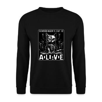 Le chat de Schrödinger mort et vivant - Sweat-shirt Unisexe - noir - Devant - Alina (178cm) & Michal (187cm)