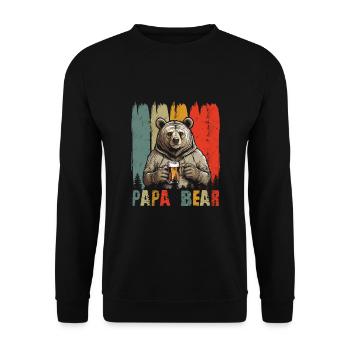 Papa Bear - Unisex Pullover - Schwarz - Vorne - Alina (178cm) & Michal (187cm)