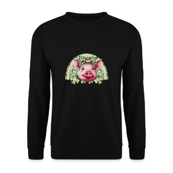Cochon porte-bonheur - Sweat-shirt Unisexe - noir - Devant - Alina (178cm) & Michal (187cm)