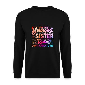 Je suis la plus jeune sœur Les règles ne s’appliquent pas à moi - Sweat-shirt Unisexe - noir - Devant - Alina (178cm) & Michal (187cm)