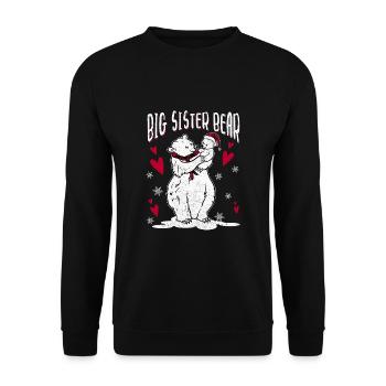 Big Sister Bear - Unisex Pullover - Schwarz - Vorne - Alina (178cm) & Michal (187cm)