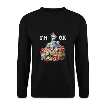 I'm Ok - Unisex Sweatshirt - black - Front - Alina (178cm) & Michal (187cm)