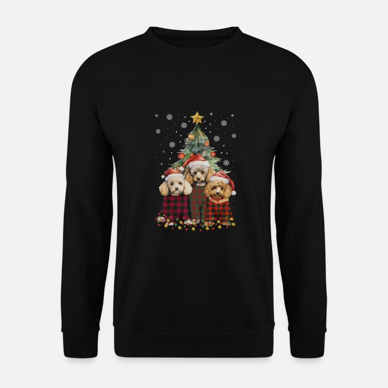 Three Poodle Dogs Christmas - Unisex Sweatshirt - black
