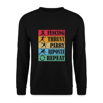 Fencing Thrust Parry Riposte Repeat - Unisex Sweatshirt - black - Front - Alina (178cm) & Michal (187cm)