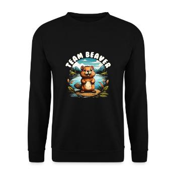 Team Beaver - Unisex Pullover - Schwarz - Vorne - Alina (178cm) & Michal (187cm)