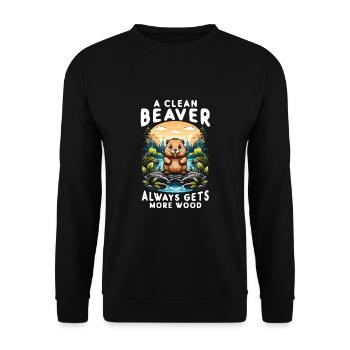 Un castor propre reçoit toujours plus de bois - Sweat-shirt Unisexe - noir - Devant - Alina (178cm) & Michal (187cm)
