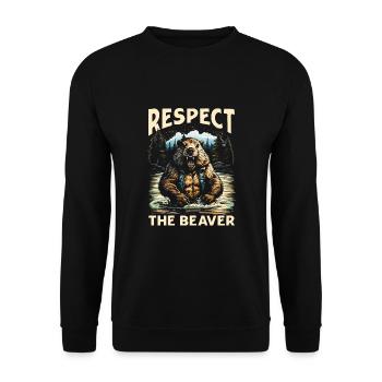 Respect The Beaver - Unisex Pullover - Schwarz - Vorne - Alina (178cm) & Michal (187cm)