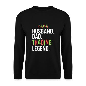 Husband Dad Trading Legend - Unisex Sweatshirt - black - Front - Alina (178cm) & Michal (187cm)