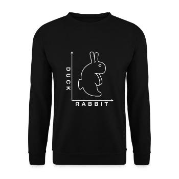 Rabbit Duck Illusion - Unisex Pullover - Schwarz - Vorne - Alina (178cm) & Michal (187cm)