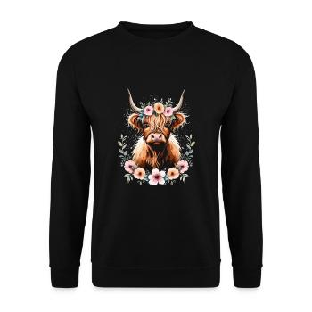 Vache écossaise des Highlands - Sweat-shirt Unisexe - noir - Devant - Alina (178cm) & Michal (187cm)