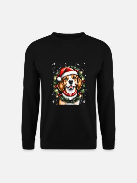 Beagle Portrait Noël - Sweat-shirt Unisexe - noir