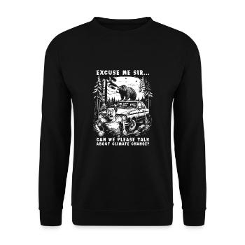 Climate Change Brown Bear - Unisex Pullover - Schwarz - Vorne - Alina (178cm) & Michal (187cm)