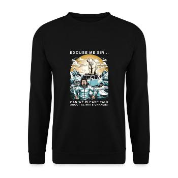 Climate Change Polar Bear - Unisex Pullover - Schwarz - Vorne - Alina (178cm) & Michal (187cm)