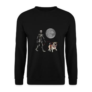 Promenade nocturne bouledogue anglais - Sweat-shirt Unisexe - noir - Devant - Alina (178cm) & Michal (187cm)