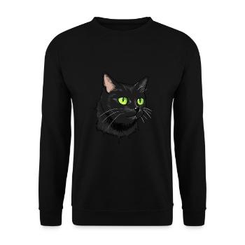 Black Cat Green Eyes - Unisex Sweatshirt - black - Front - Alina (178cm) & Michal (187cm)