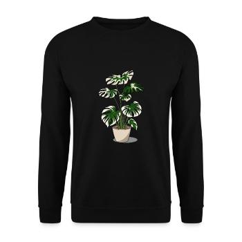 Monstera panaché - Sweat-shirt Unisexe - noir - Devant - Alina (178cm) & Michal (187cm)