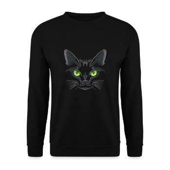 Black Cat Green Eyes - Unisex Sweatshirt - black - Front - Alina (178cm) & Michal (187cm)