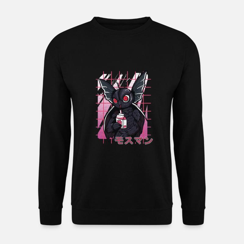 Mothman Kawaii Erdbeer Milchshake - Unisex Pullover - Schwarz