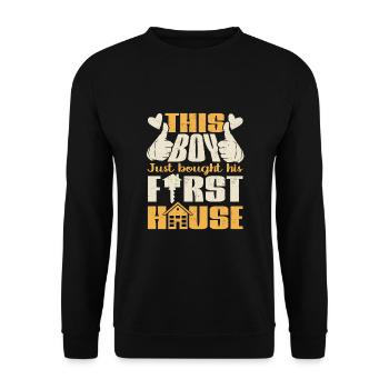 Ce garçon vient d’acheter sa première maison - Sweat-shirt Unisexe - noir - Devant - Alina (178cm) & Michal (187cm)