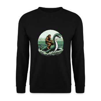 Bigfoot Reitet Loch Ness - Unisex Pullover - Schwarz - Vorne - Alina (178cm) & Michal (187cm)