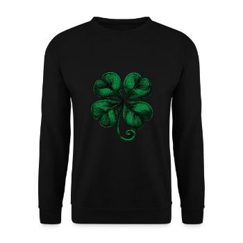 Green four-leaf clover - Unisex Sweatshirt - black - Front - Alina (178cm) & Michal (187cm)