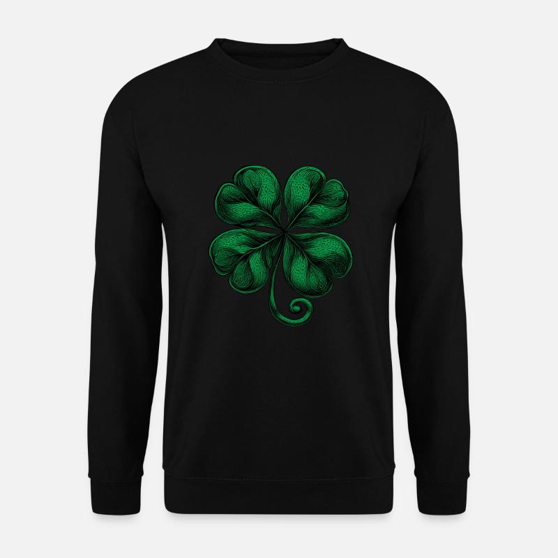 Grünes vierblättriges Kleeblatt - Unisex Pullover - Schwarz