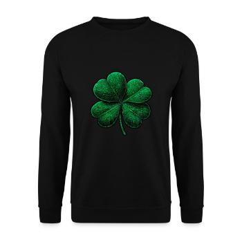 Green four-leaf clover - Unisex Sweatshirt - black - Front - Alina (178cm) & Michal (187cm)