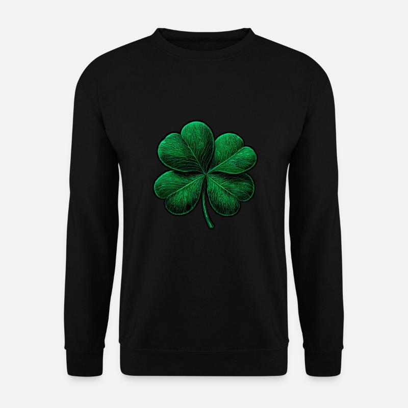 Green four-leaf clover - Unisex Sweatshirt - black