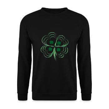 Green three-leaf clover - Unisex Sweatshirt - black - Front - Alina (178cm) & Michal (187cm)
