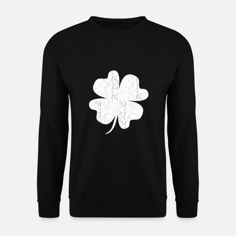 Kleeblatt Weiß Glücksbringer - Unisex Pullover - Schwarz