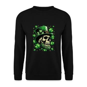 St. Patrick's Day Irish Skull - Unisex Sweatshirt - black - Front - Alina (178cm) & Michal (187cm)