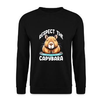 Respect The Capybara - Unisex Pullover - Schwarz - Vorne - Alina (178cm) & Michal (187cm)