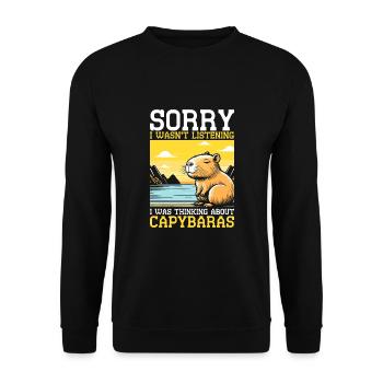 Thinking about Capybaras - Unisex Pullover - Schwarz - Vorne - Alina (178cm) & Michal (187cm)