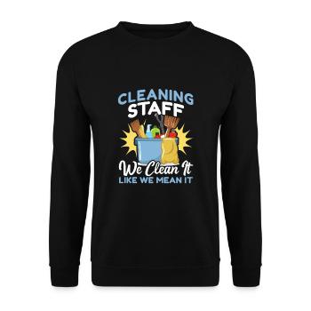 Cleaning Staff - Unisex Sweatshirt - black - Front - Alina (178cm) & Michal (187cm)