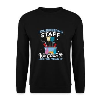 Housekeeping Staff - Unisex Pullover - Schwarz - Vorne - Alina (178cm) & Michal (187cm)
