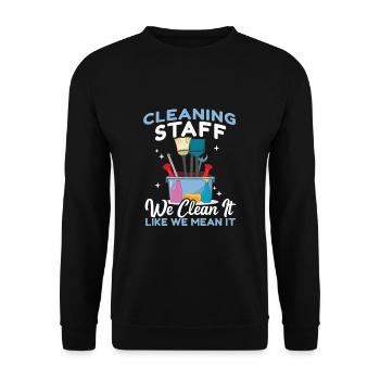 Cleaning Staff - Unisex Sweatshirt - black - Front - Alina (178cm) & Michal (187cm)