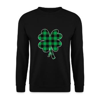 Green Buffalo Plaid Clover - Unisex Sweatshirt - black - Front - Alina (178cm) & Michal (187cm)