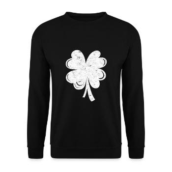 White four-leaf clover - Unisex Sweatshirt - black - Front - Alina (178cm) & Michal (187cm)