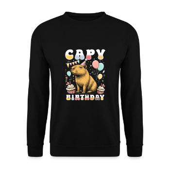 Capy Birthday - Unisex Sweatshirt - black - Front - Alina (178cm) & Michal (187cm)
