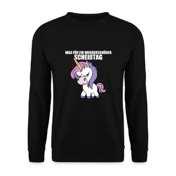 Was für ein Wunderschöner Scheißtag - Unisex Pullover - Schwarz - Vorne - Alina (178cm) & Michal (187cm)