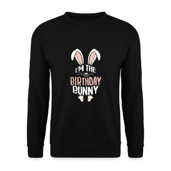 Je suis le lapin d’anniversaire - Sweat-shirt Unisexe - noir - Devant - Alina (178cm) & Michal (187cm)