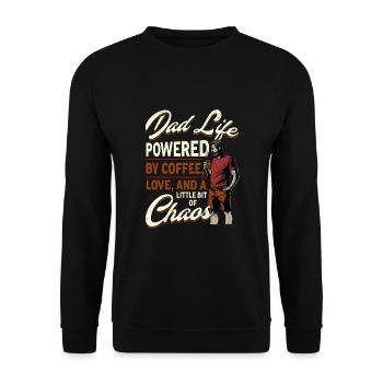 Dad Life Powered By Coffee - Unisex Sweatshirt - black - Front - Alina (178cm) & Michal (187cm)