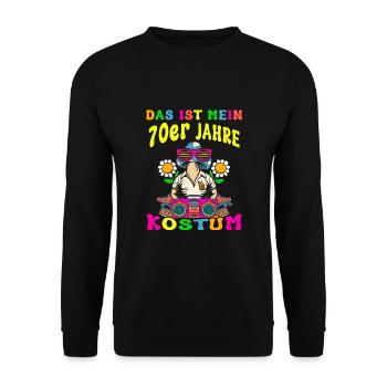 Das ist mein 70er Jahre Kostüm 70s Motto Party - Unisex Pullover - Schwarz - Vorne - Alina (178cm) & Michal (187cm)