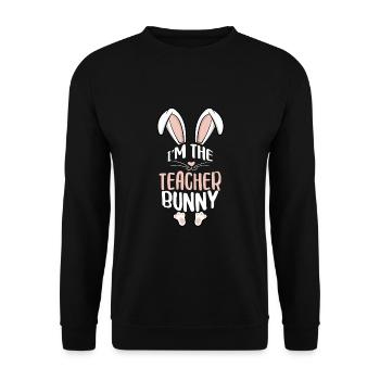 I'm The Teacher Bunny - Unisex Pullover - Schwarz - Vorne - Alina (178cm) & Michal (187cm)