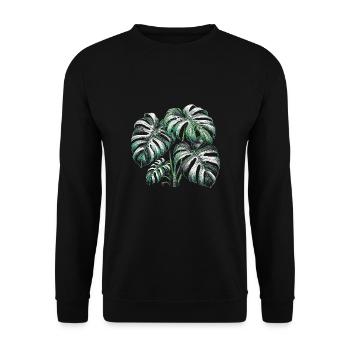 Monstera panaché - Sweat-shirt Unisexe - noir - Devant - Alina (178cm) & Michal (187cm)